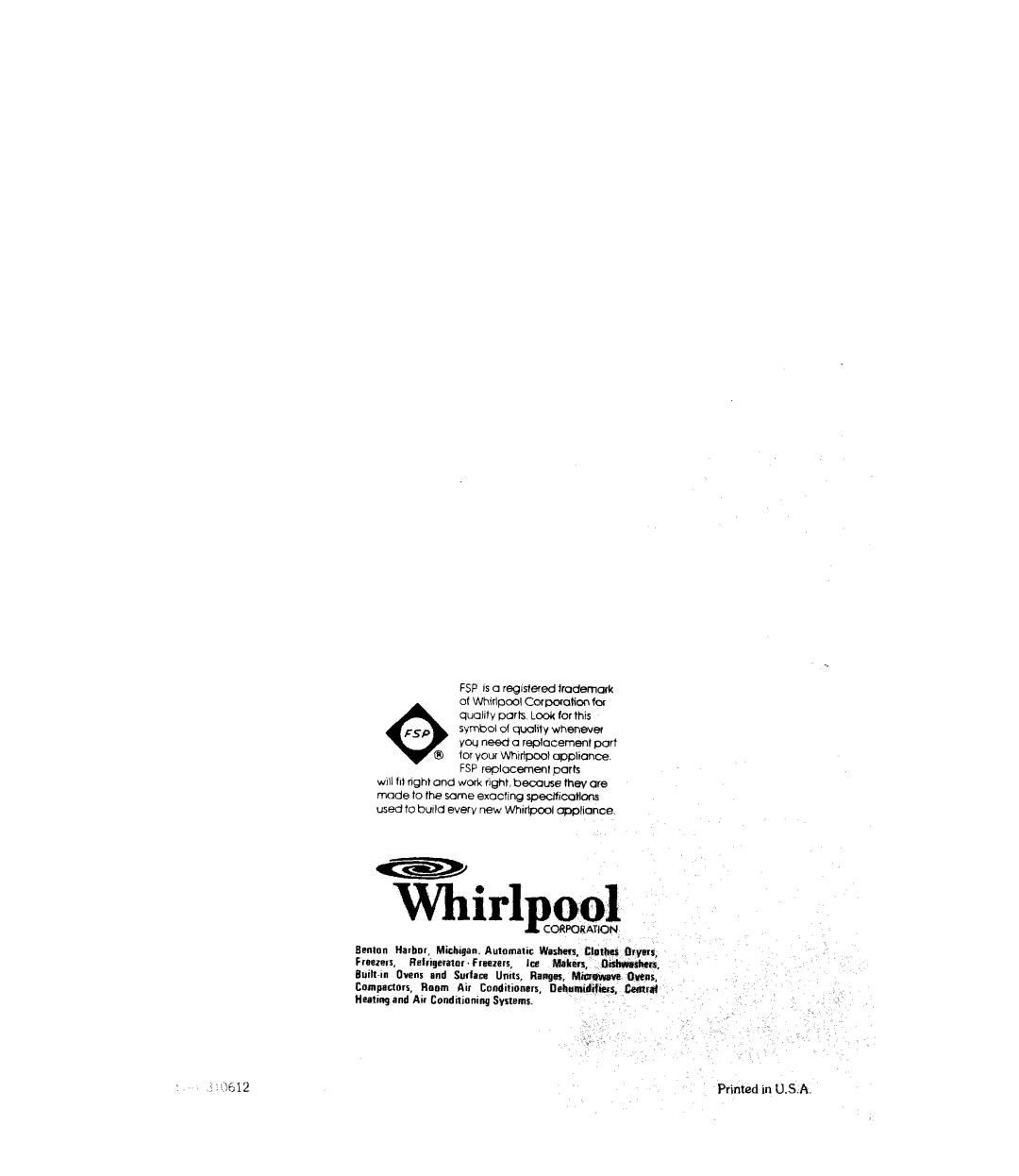 Whirlpool RJE-960P, RJE-963PP manual 3Kirlpool CmFoRATlON 