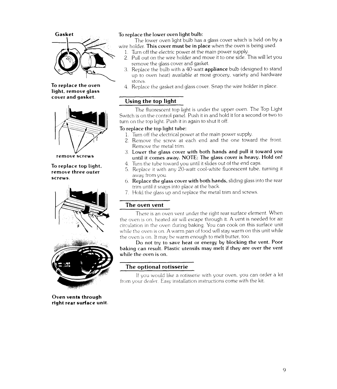 Whirlpool RJE-963PP, RJE-960P manual To replace the lower oven light bulb 