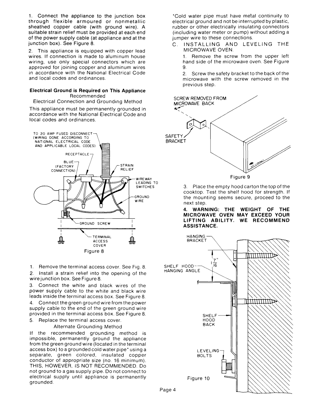 Whirlpool RJH 3330-1 operating instructions Installing and Leveling the Microwave Oven, Screw Removed from 