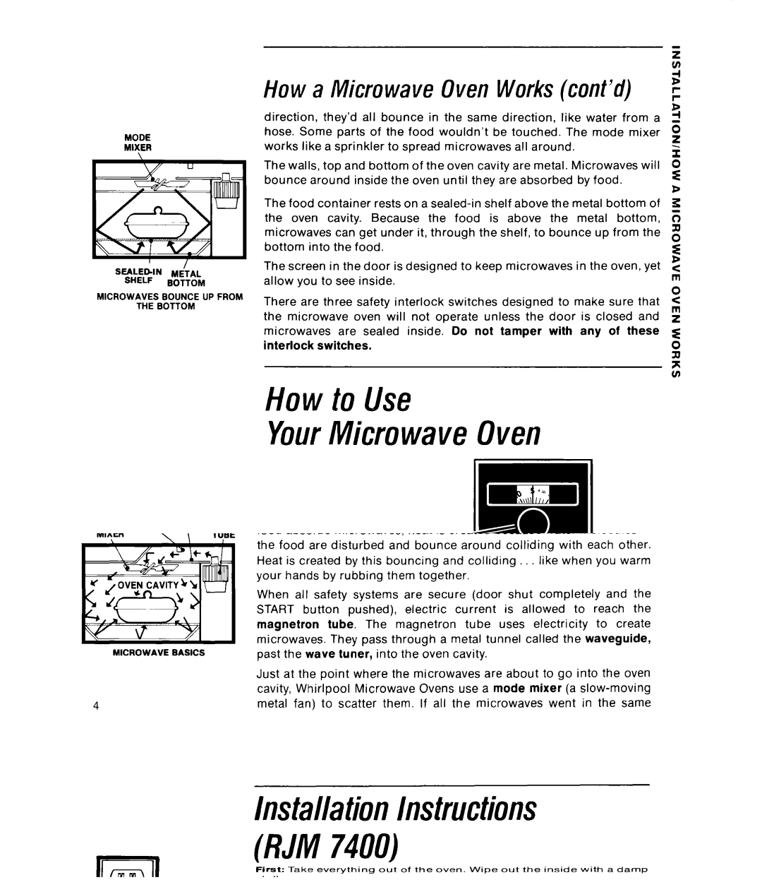 Whirlpool RJM 2840, RJM 7400 manual How to Use YourMicrowave Oven, How a Microwave Oven Workscont’d 