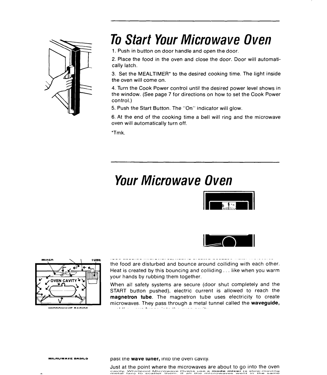 Whirlpool RJM 7400, RJM 2840 manual ToStart YourMicrowave Oven, ToStop the Oven, ToRestart the Oven 