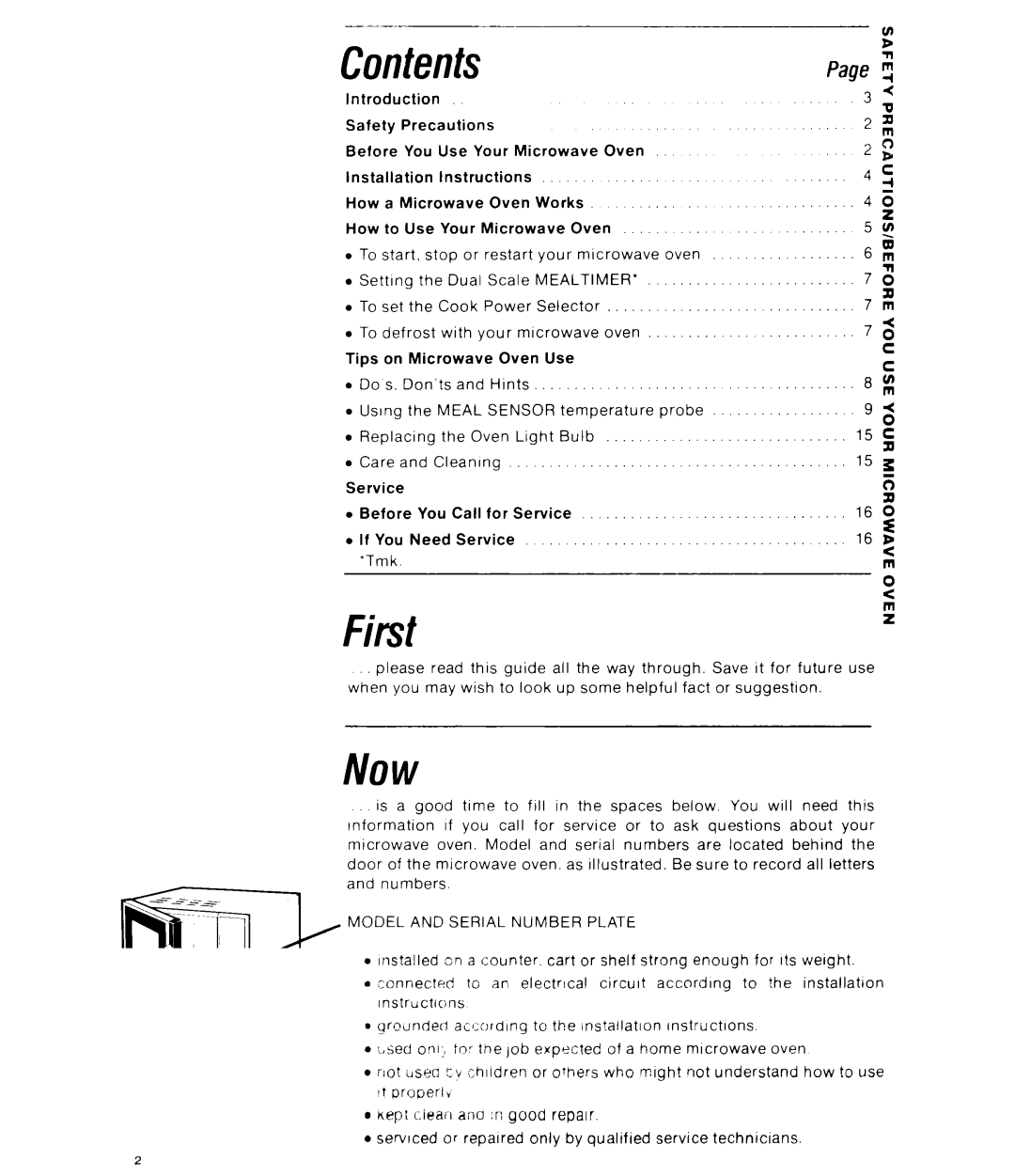 Whirlpool RJM 7450 manual Contents, Fkst, Now 