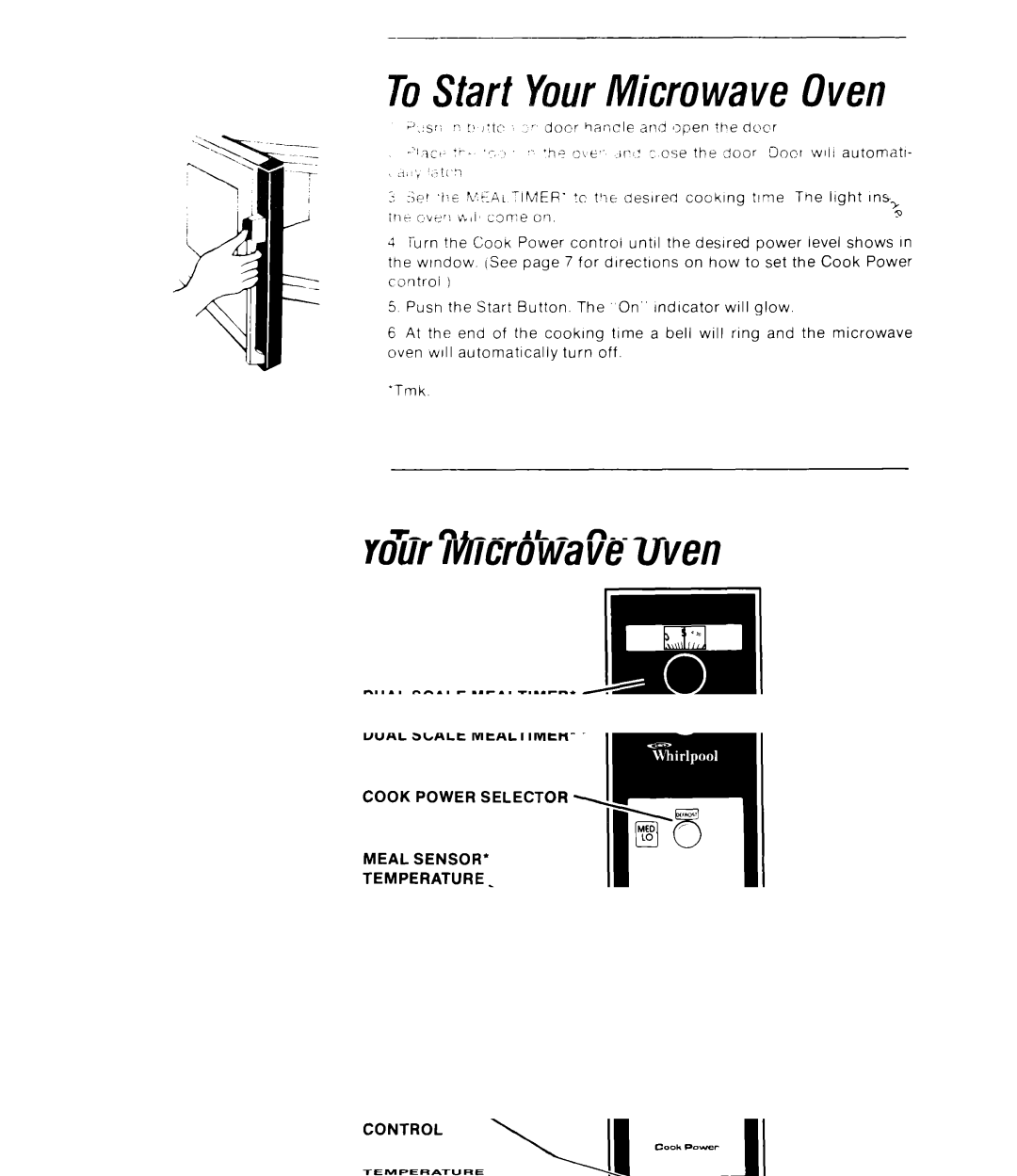 Whirlpool RJM 7450 manual ToStart YourMicrowave Oven, ToStop the Oven, ToRestart the Oven 