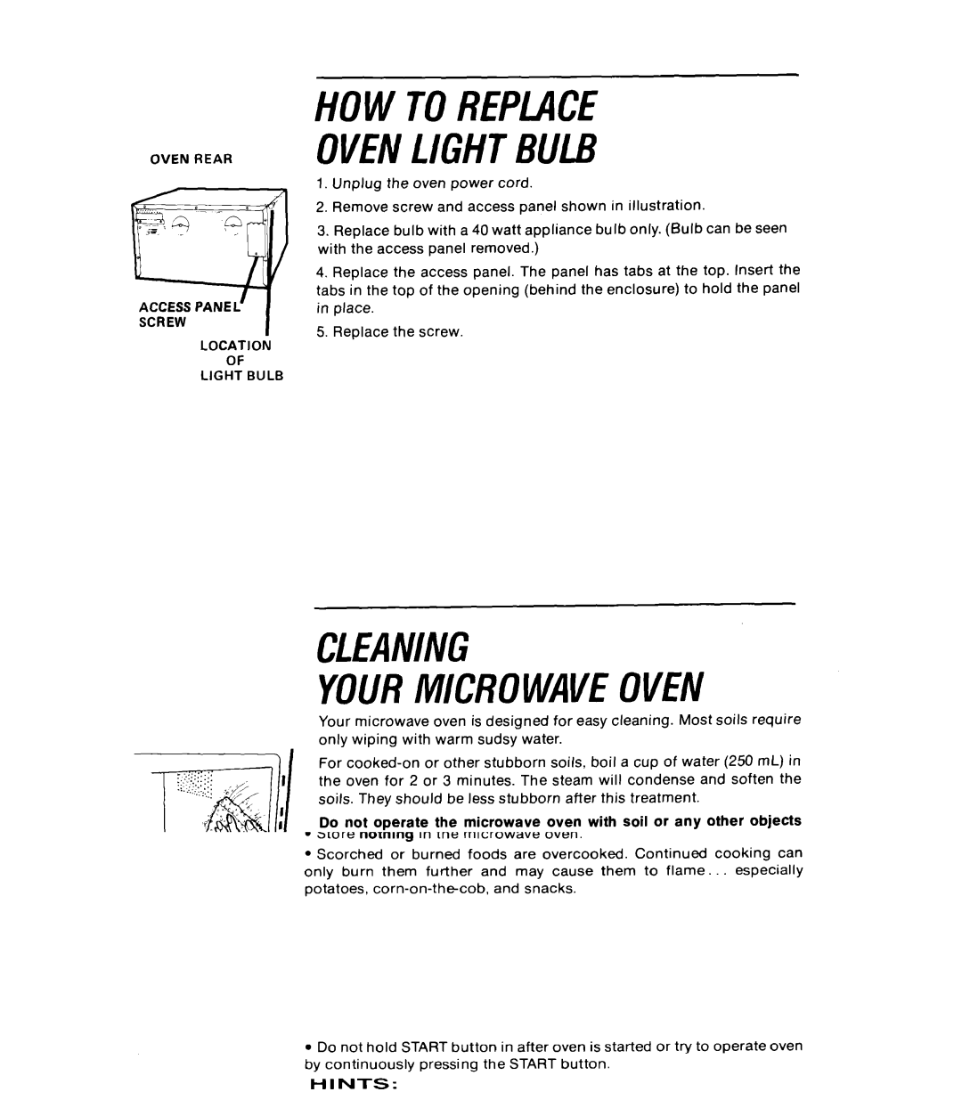 Whirlpool RJM 7600 manual Howtoreplace Ovenlightbulb, CLEANlNG, Yourmicrowaveoven 