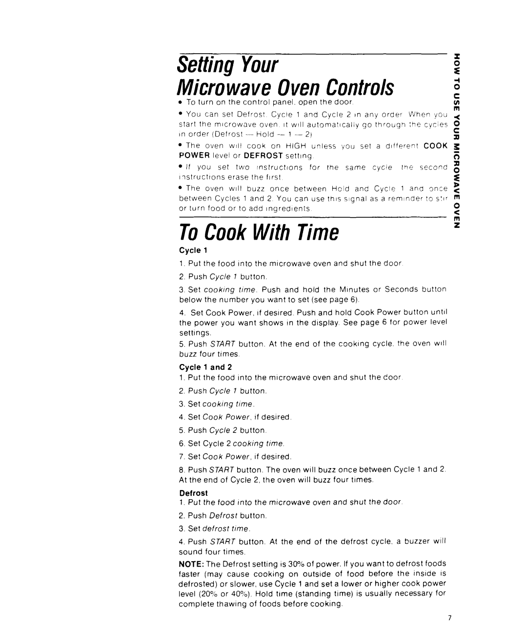 Whirlpool RJM 1870, RJM 7700 manual SettingYour Microwave OvenControls, ToCookWith Time 