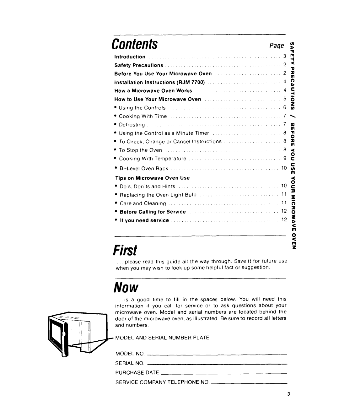 Whirlpool RJM 1870, RJM 7700 manual Contents, Fist, Page g n 