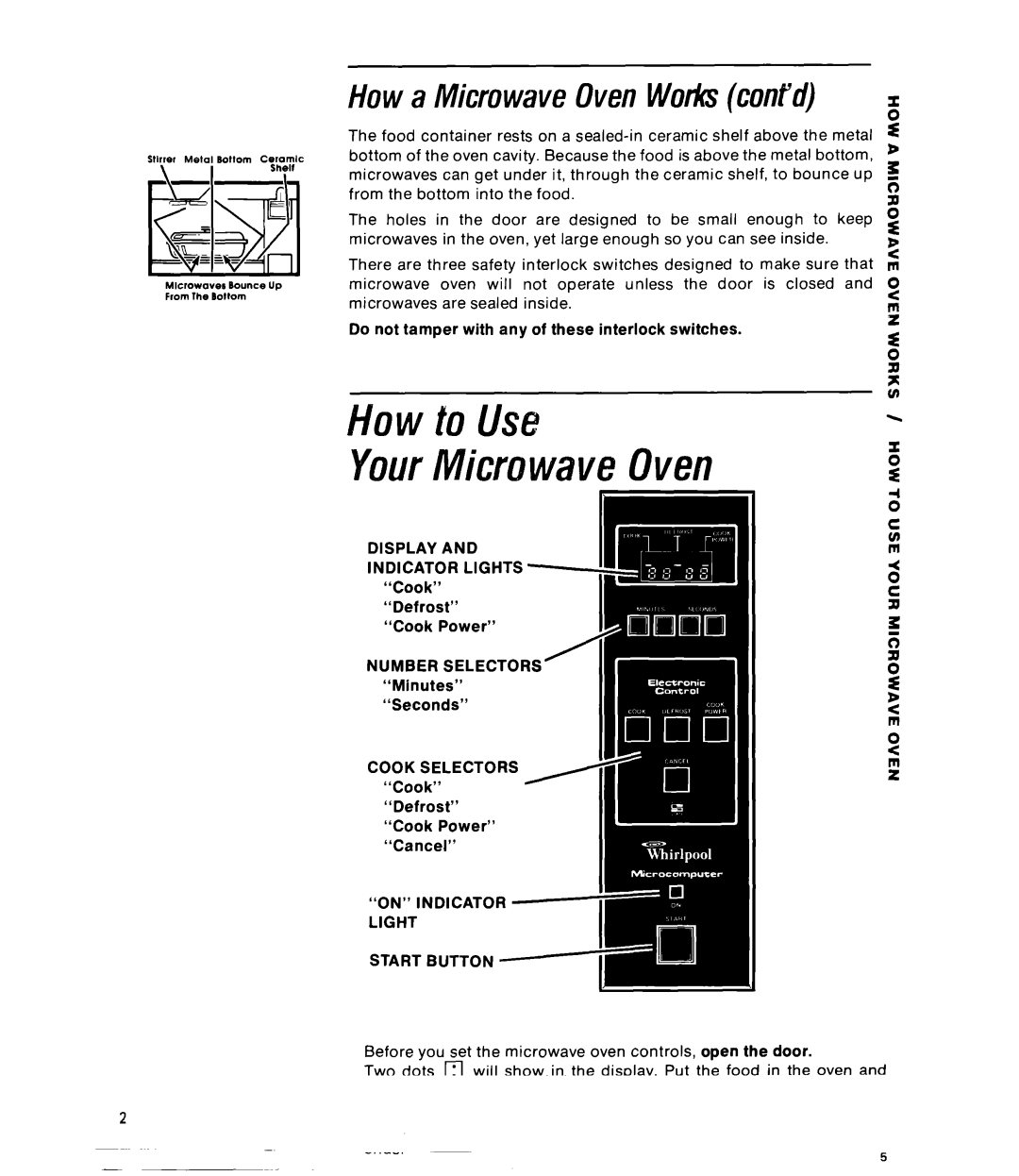 Whirlpool RJM7600 manual How to Use YourMicrowave Oven, Howa MicrowaveOvenWorksconpld 