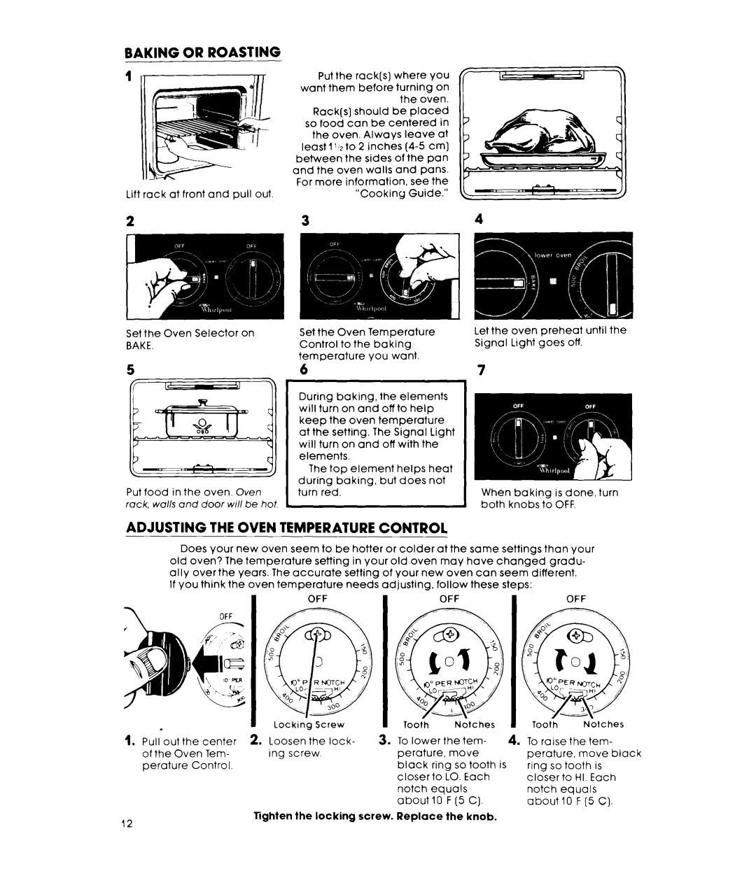 Whirlpool RM235PXK warranty Adjusting the Oven Temperature Control, Offoffoff 