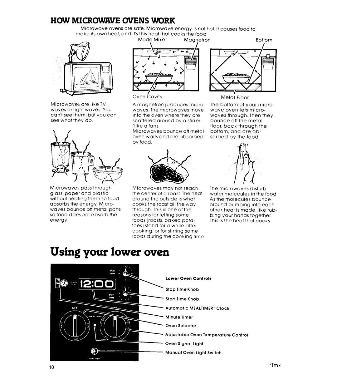 Whirlpool RM235PXL warranty Using your lower oven, HOW Microwwe Ovens Work 