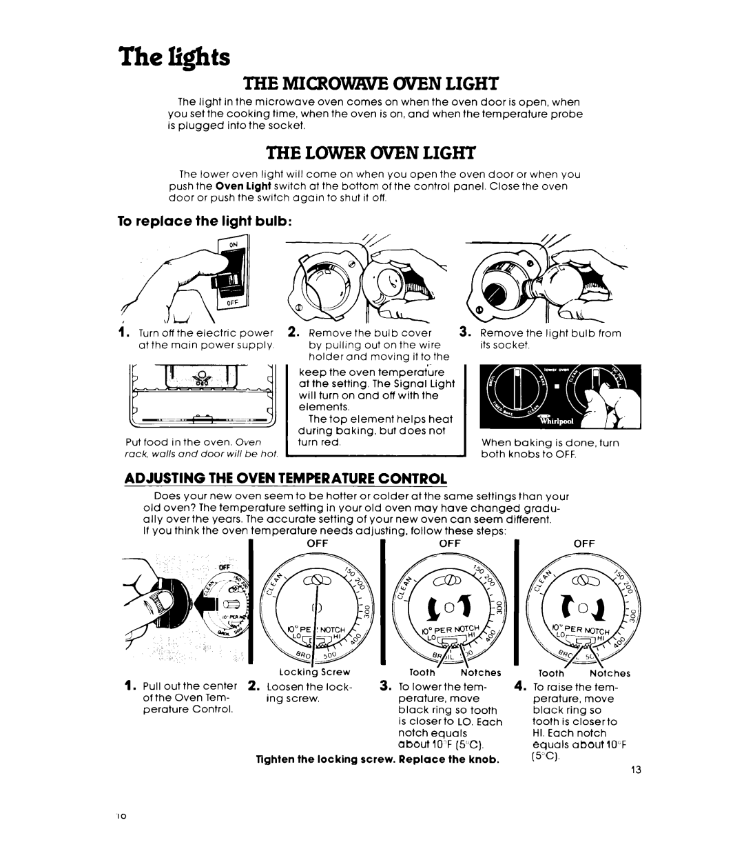 Whirlpool RM275PXK warranty Lights, Oven vent, MICRO- Oven Light, Lower Oven Light, Control Panel and Knobs 