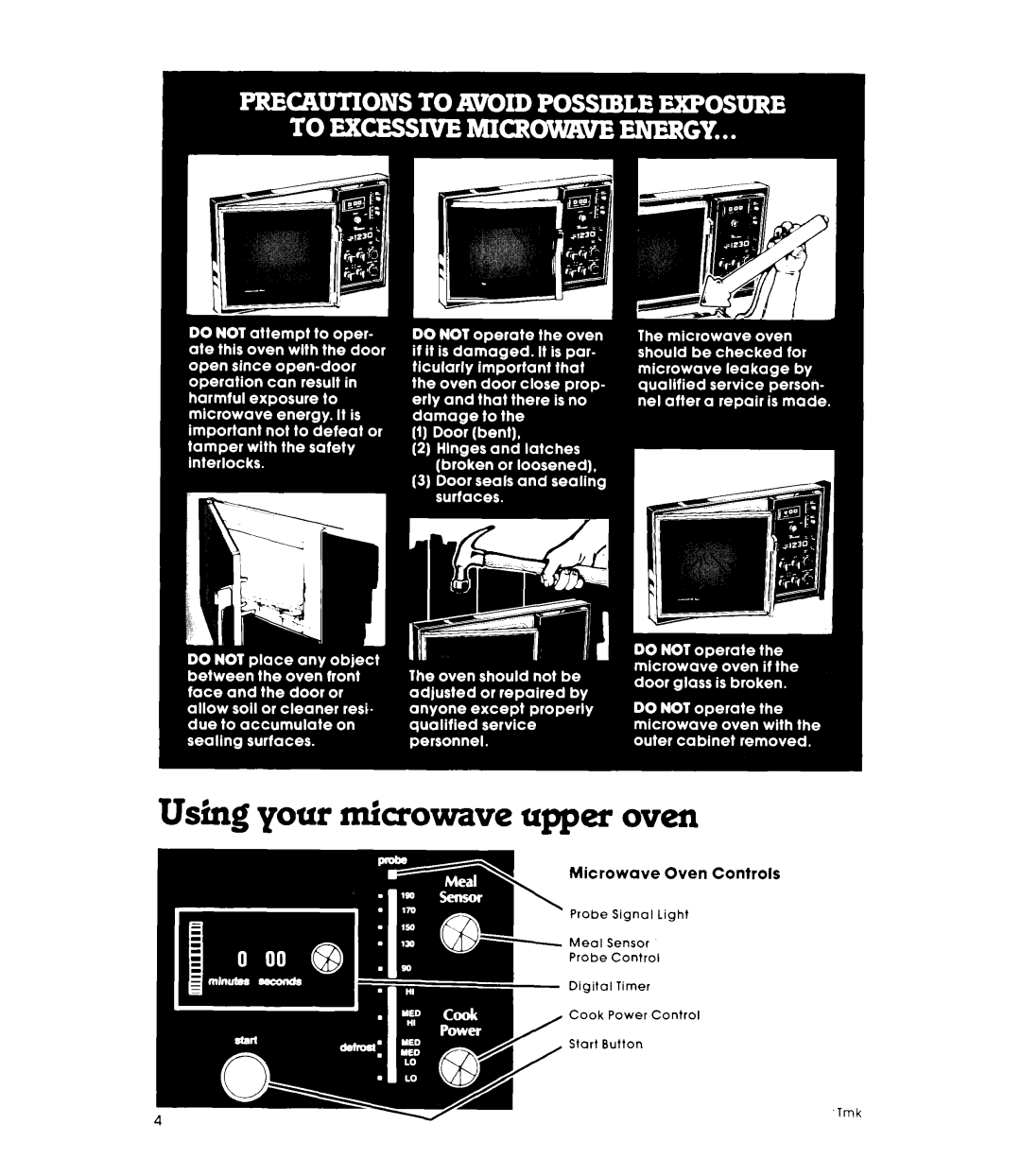 Whirlpool RM275PXK warranty Using your microwave upper oven, Microwave Oven Controls 