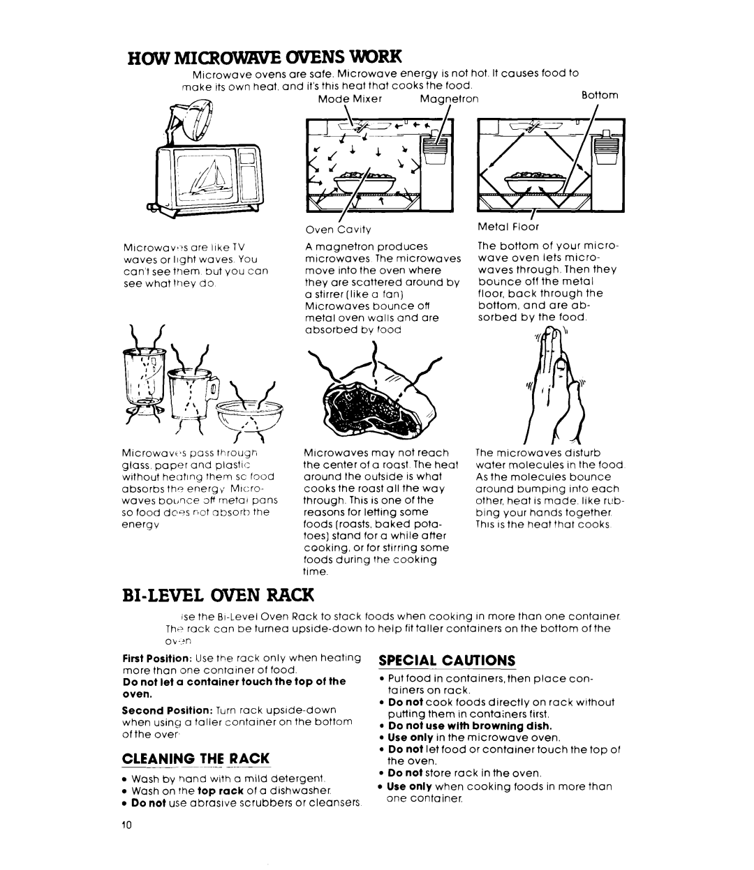Whirlpool RM275PXL warranty HOW Microvkve, BI-LEVEL Oven Rack, Cleaning the Rack, Special Cautions 
