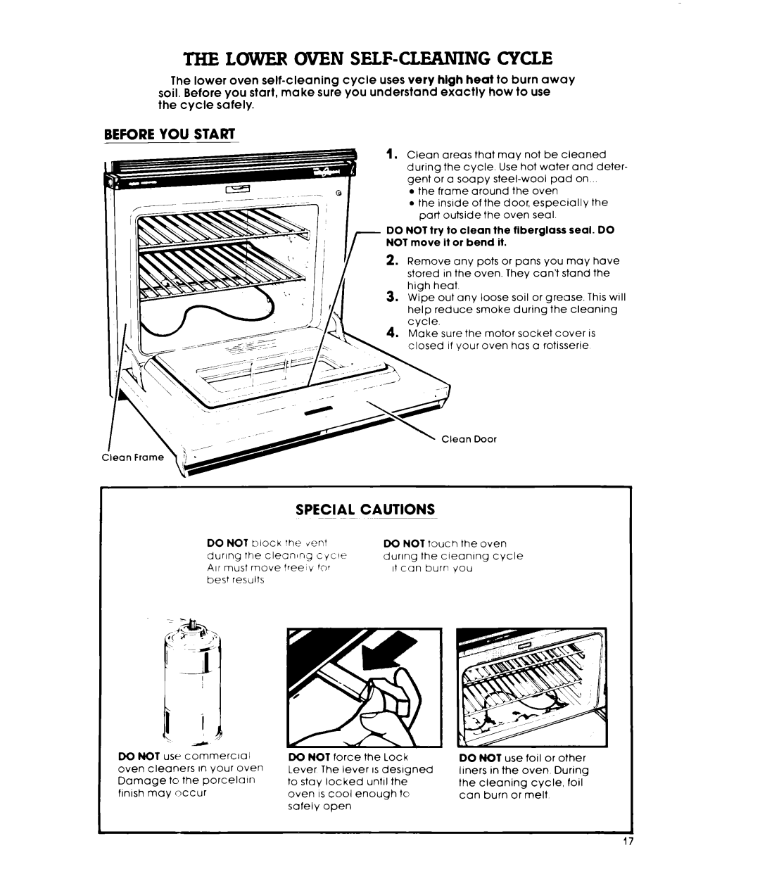 Whirlpool RM275PXL warranty Lower Oven SELF-CLEANING Cycle, Before YOU Start 