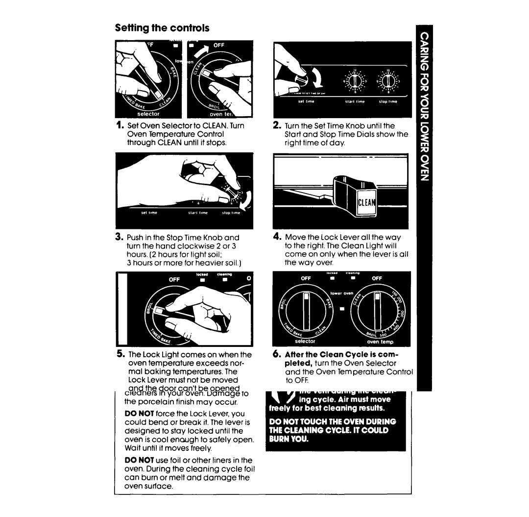 Whirlpool RM278BXP manual Setting the controls 