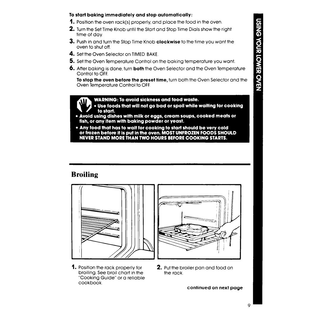 Whirlpool RM278BXP manual Broiling 