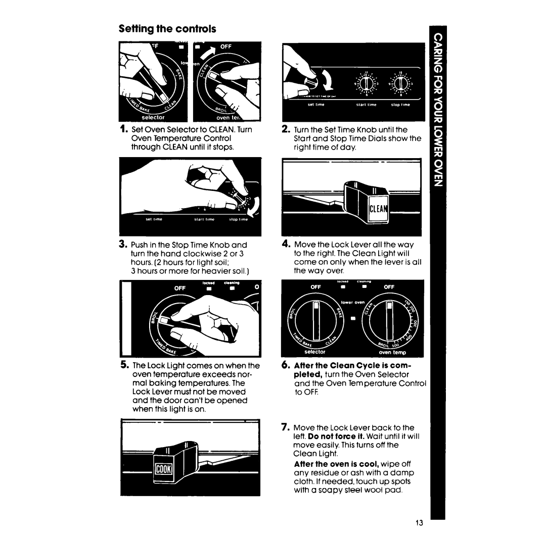 Whirlpool RM278BXP manual Setting the controls 