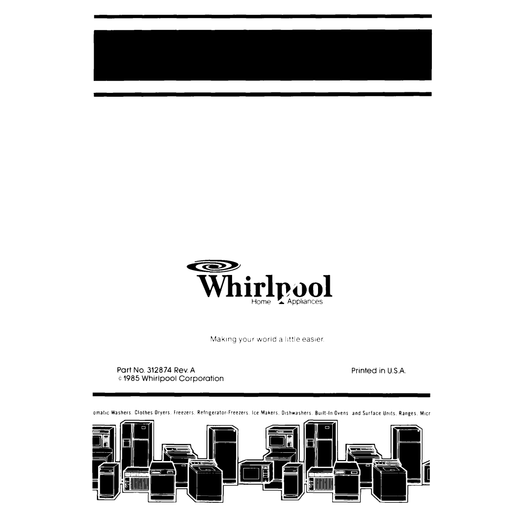 Whirlpool RM278BXP manual Whirlpool, Rev. A, Corporation 