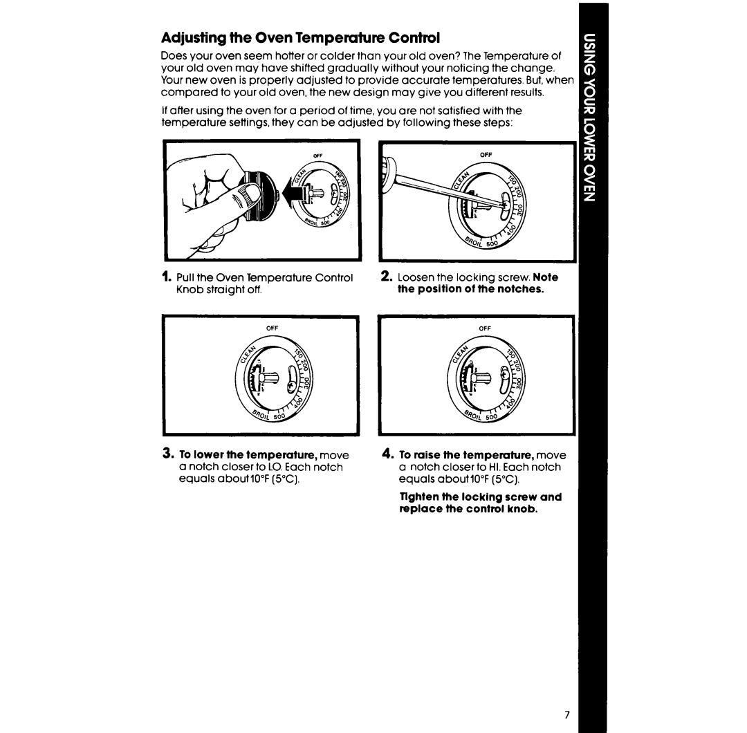 Whirlpool RM278BXS manual Adjusting the Oven Temperature Control 