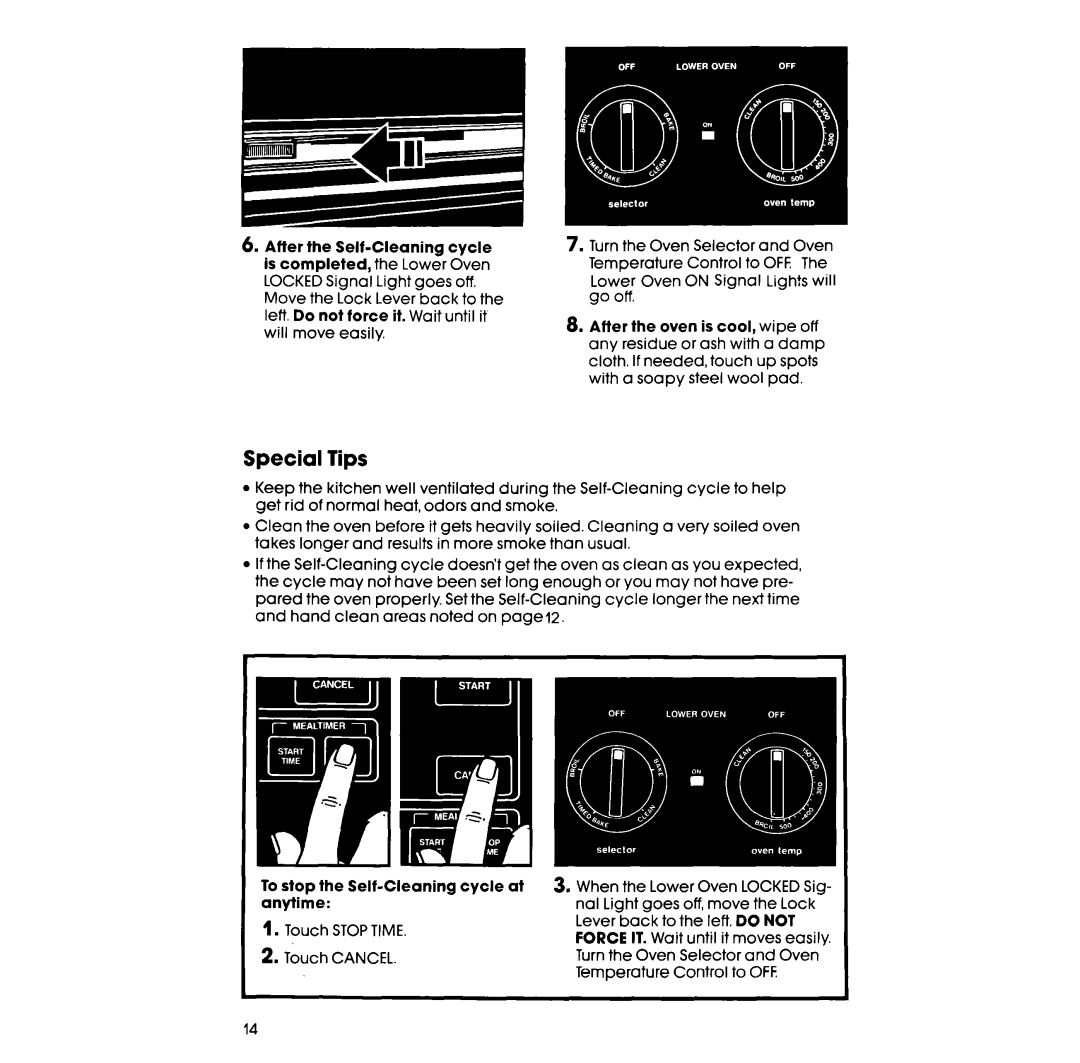 Whirlpool RM278BXV manual Special Tips, To stop the Self-Cleaningcycle at anytime 