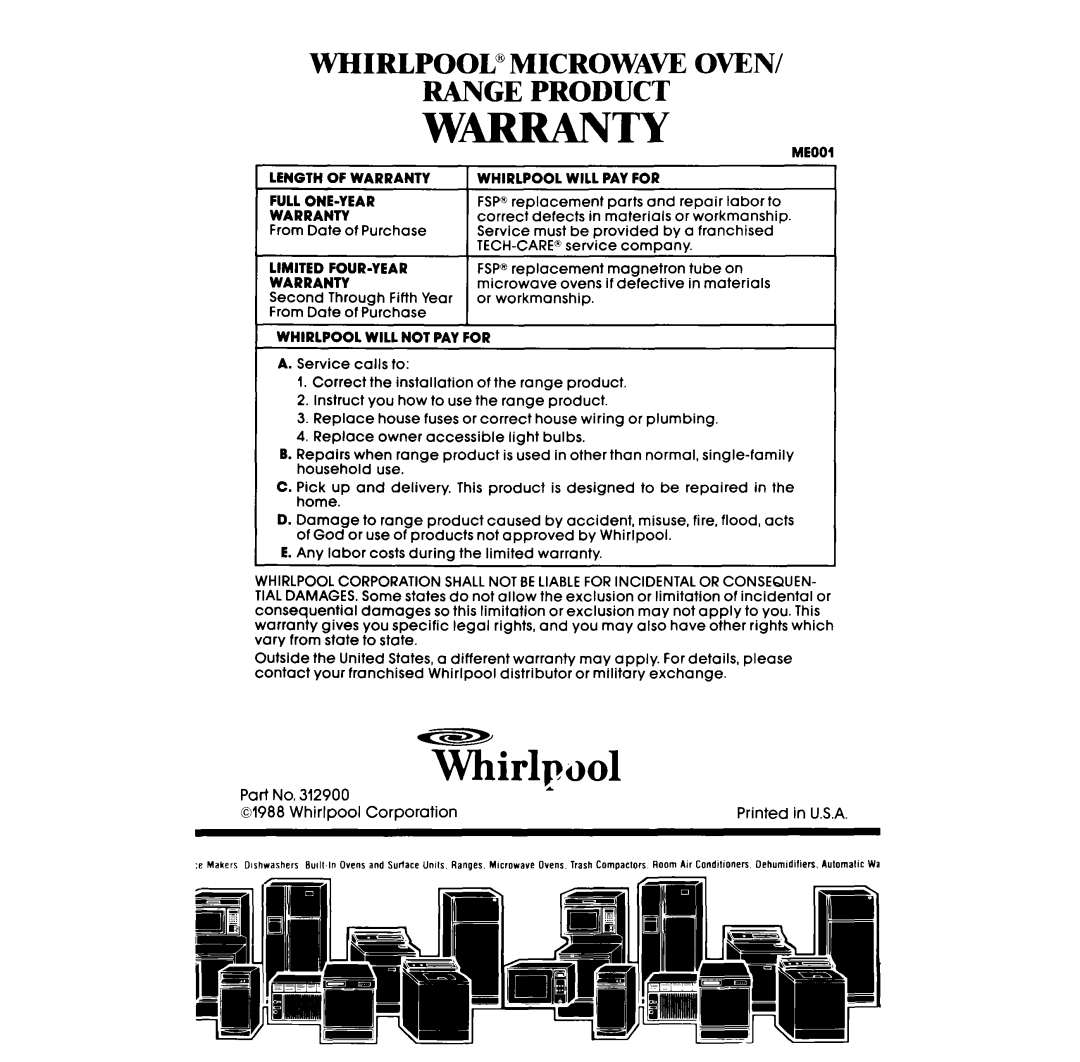 Whirlpool RM278BXV manual Whirlpool”Microwa~ Oven Range Product, W-Ty, Whirlp001 