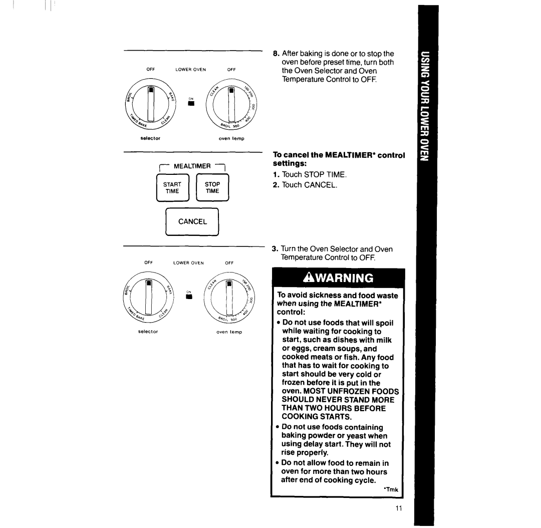 Whirlpool RM286PXV manual Stop Time, Cancel 