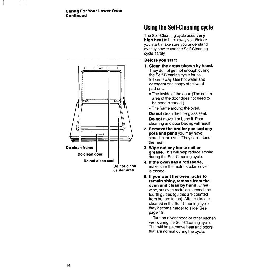 Whirlpool RM286PXV manual UsingtheSelf-Cleaningcycle 