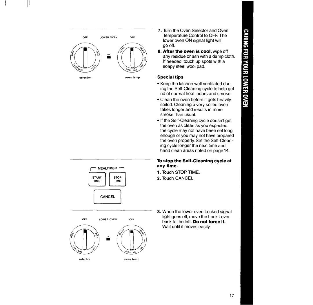 Whirlpool RM286PXV manual To stop the Self-Cleaning cycle at any time 