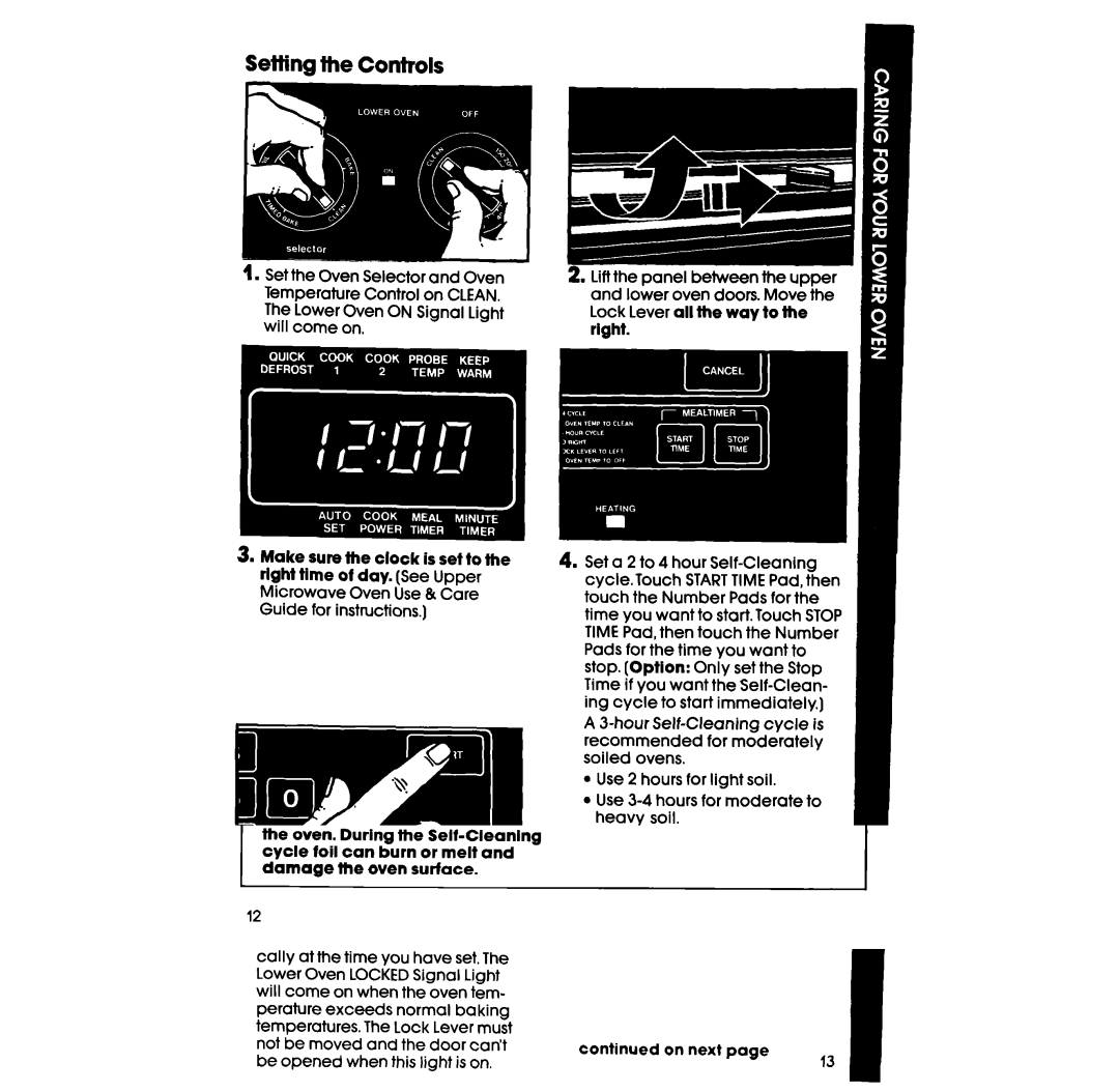 Whirlpool RM288PW manual Setting the Controls 