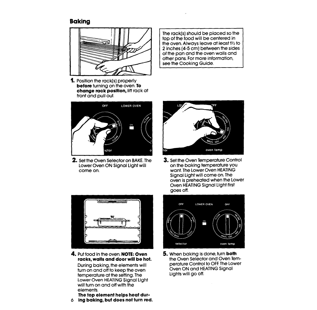 Whirlpool RM288PW manual Baking 