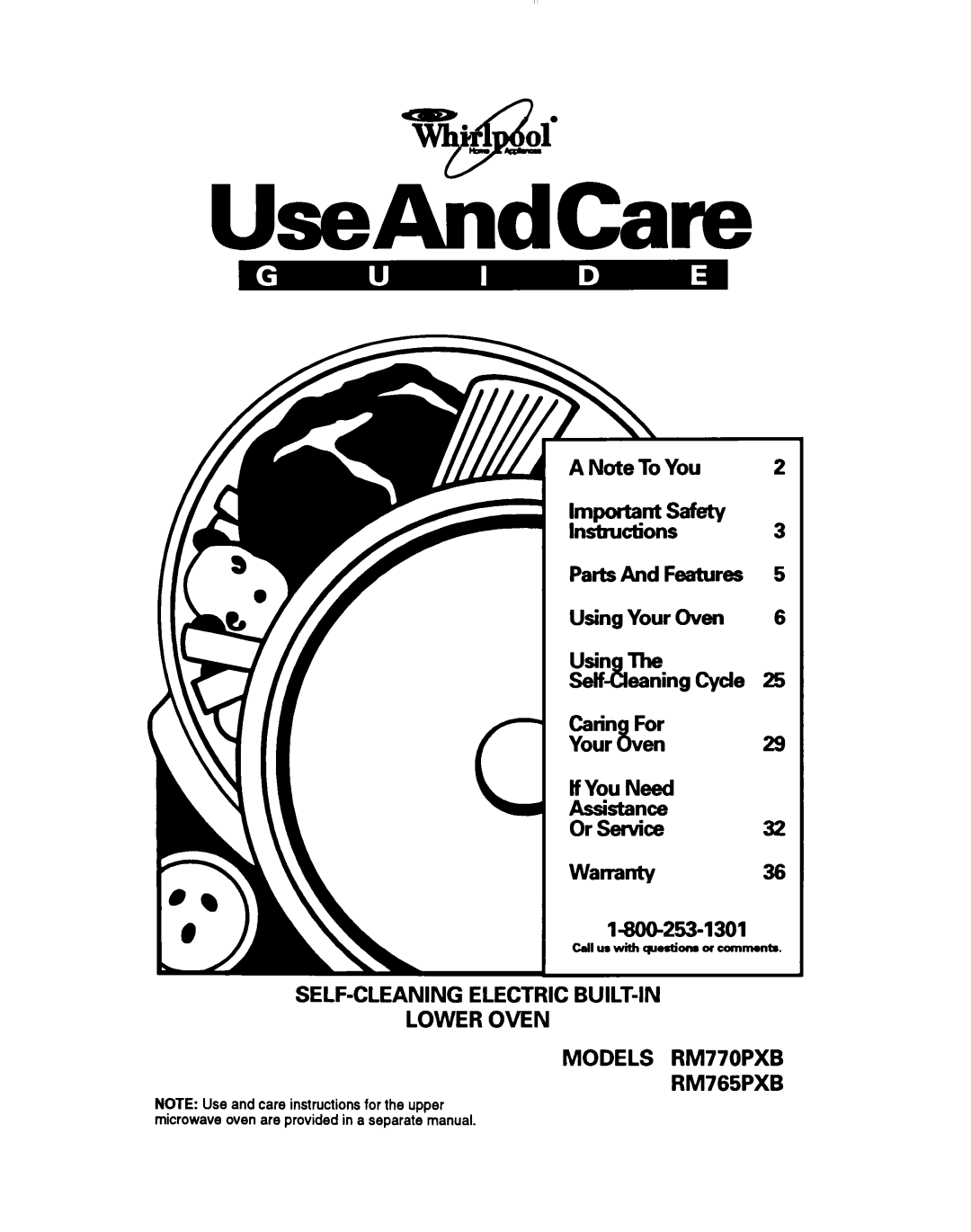 Whirlpool RM765PXB, RM770PXB warranty UseAndCare, CelluswithqudoN ofcumments 