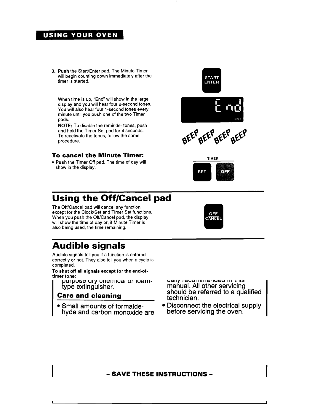 Whirlpool RM770PXB, RM765PXB warranty Using the Off/Cancel pad, Audible signals, To cancel the Minute Timer 