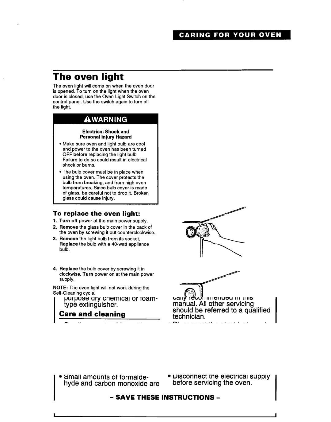 Whirlpool RM765PXB, RM770PXB warranty Oven light, To replace the oven light 