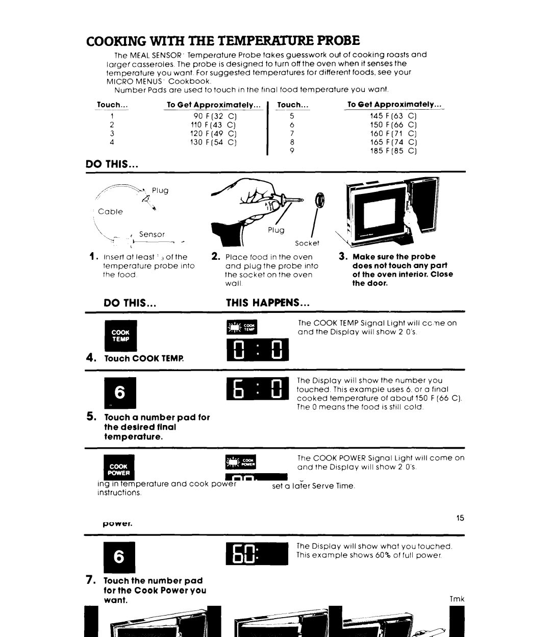 Whirlpool RM778PXT warranty Cooking with the Tempemture Probe, This 