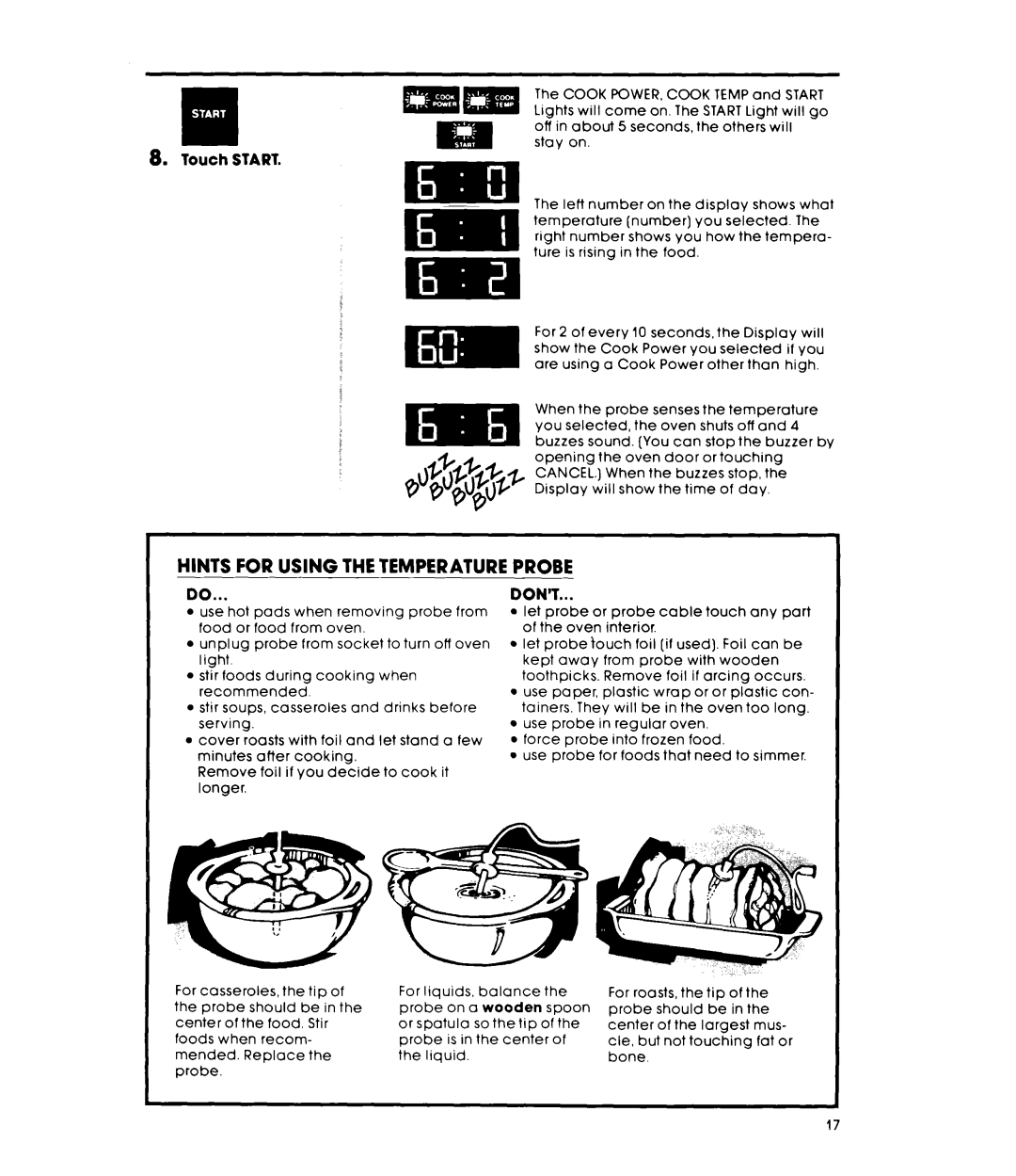 Whirlpool RM778PXT warranty Hints for Using the Temperature Probe, Don’T 