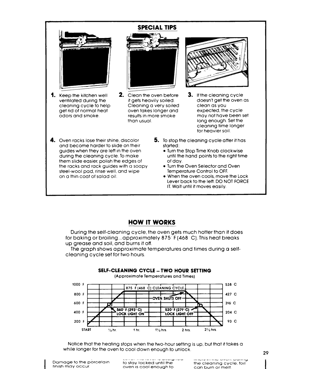 Whirlpool RM778PXT Special Tips, Self-cleaning, Oven Gets Much hotter Than it does For baking or, Cycle set for two 