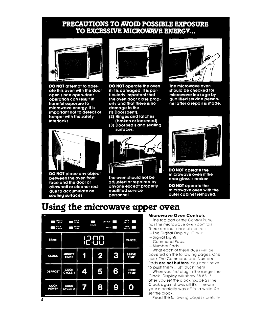 Whirlpool RM778PXT warranty Using the microwave upper oven, Microwave Oven Controls 