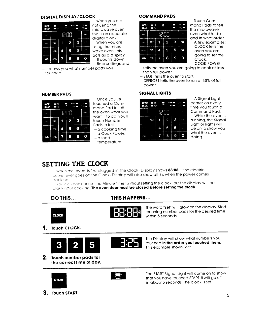 Whirlpool RM778PXT warranty Clock, This Happens, Digital DISPLAY/CLOCK, Number Pads Command Pads, Signal Lights 