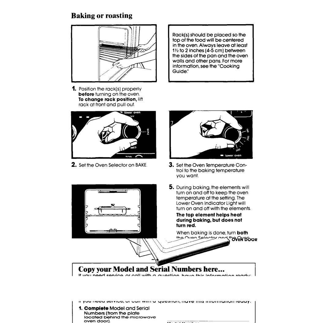 Whirlpool RM955PXP manual Baking or roasting 