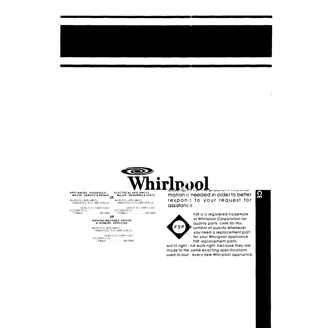 Whirlpool RM955PXP manual Whirlp001 