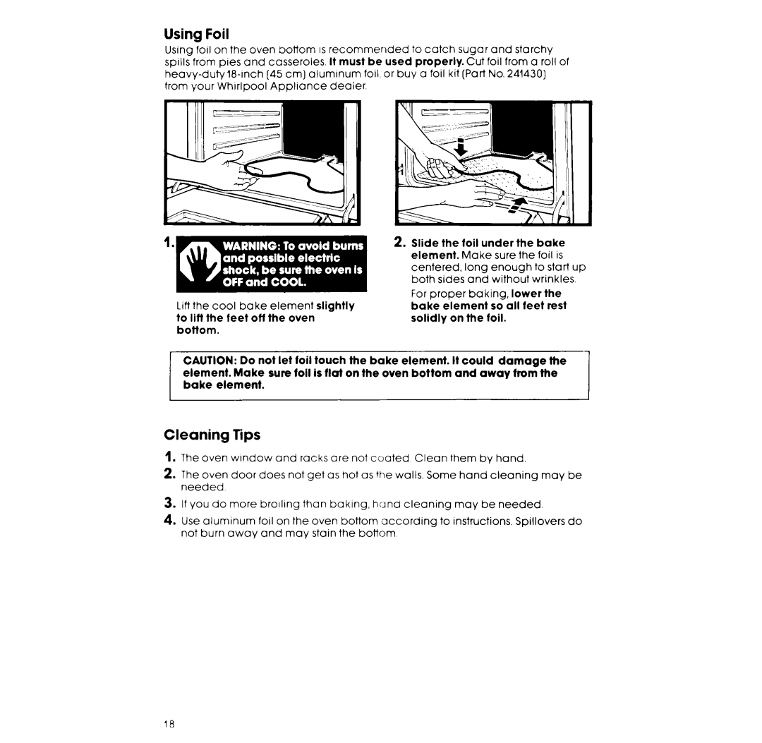 Whirlpool RM955PXP manual Using Foil, Cleaning Tips 
