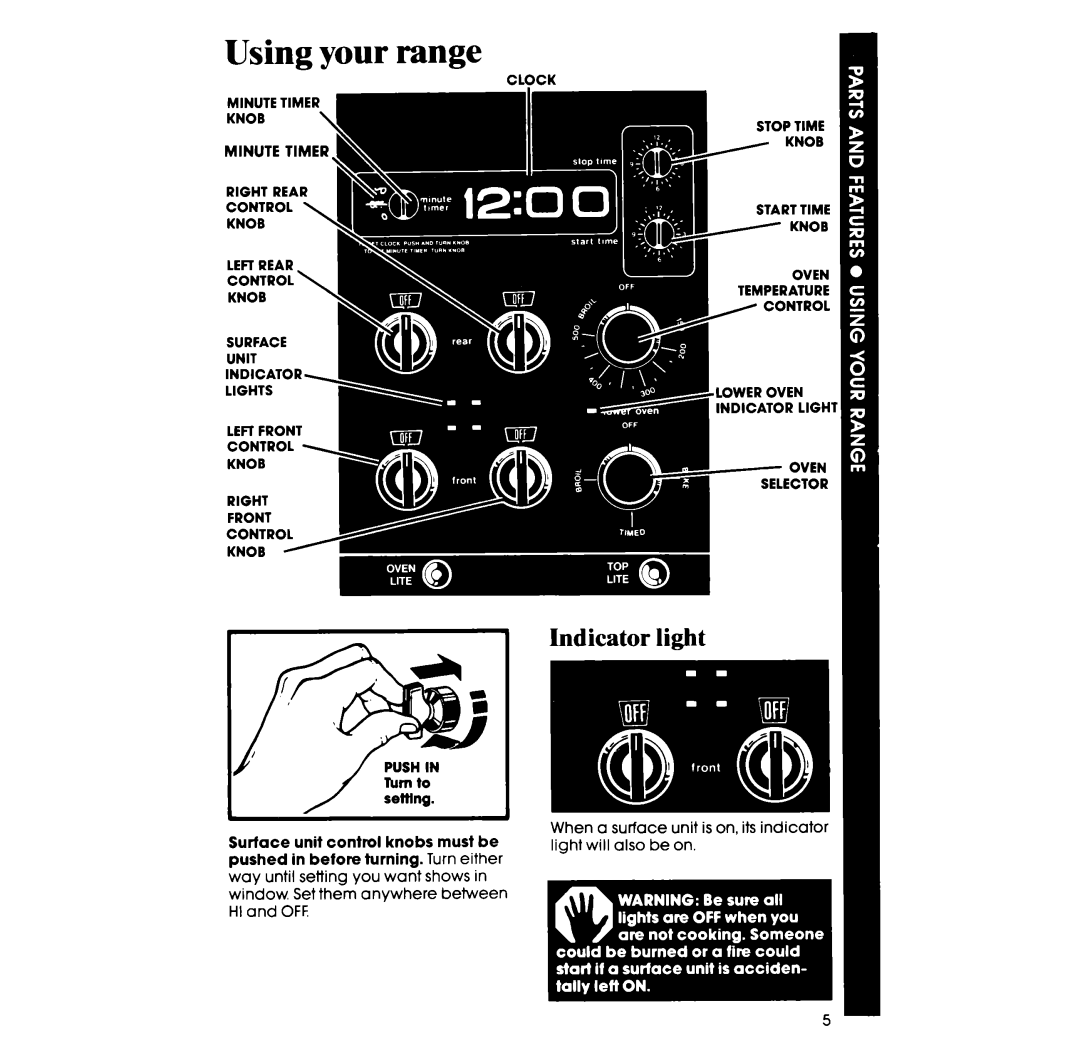 Whirlpool RM955PXP manual Using your range, Indicator light 