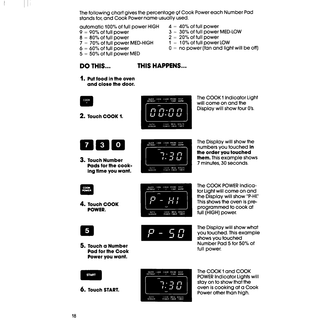 Whirlpool RM973BXS, RM978BXS manual = 80% of full power 20% of full power = 70% of full power, 10% of full power 