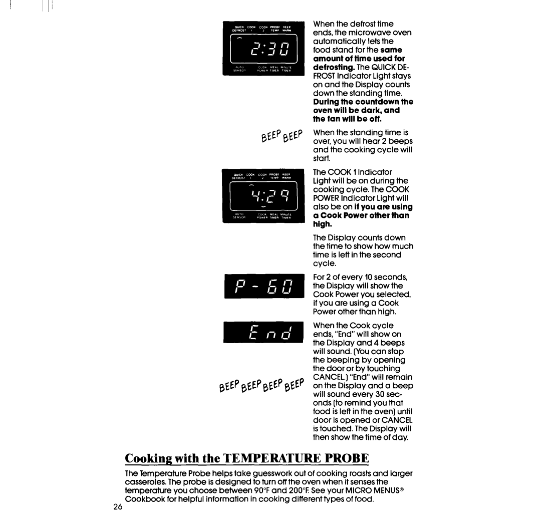 Whirlpool RM973BXS, RM978BXS manual Cooking with the Temperature Probe 