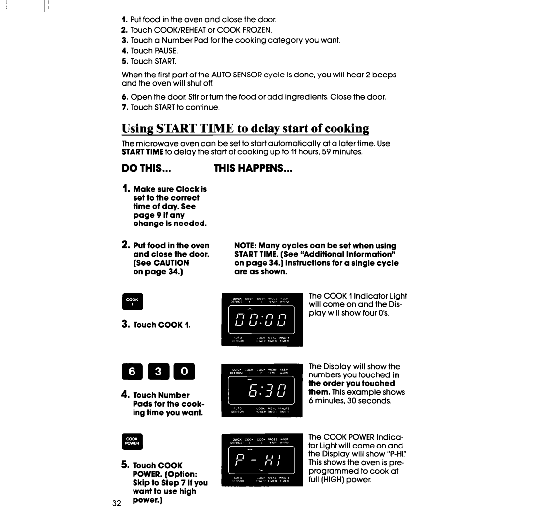 Whirlpool RM973BXS, RM978BXS manual Using Start Time to delay start of cooking 