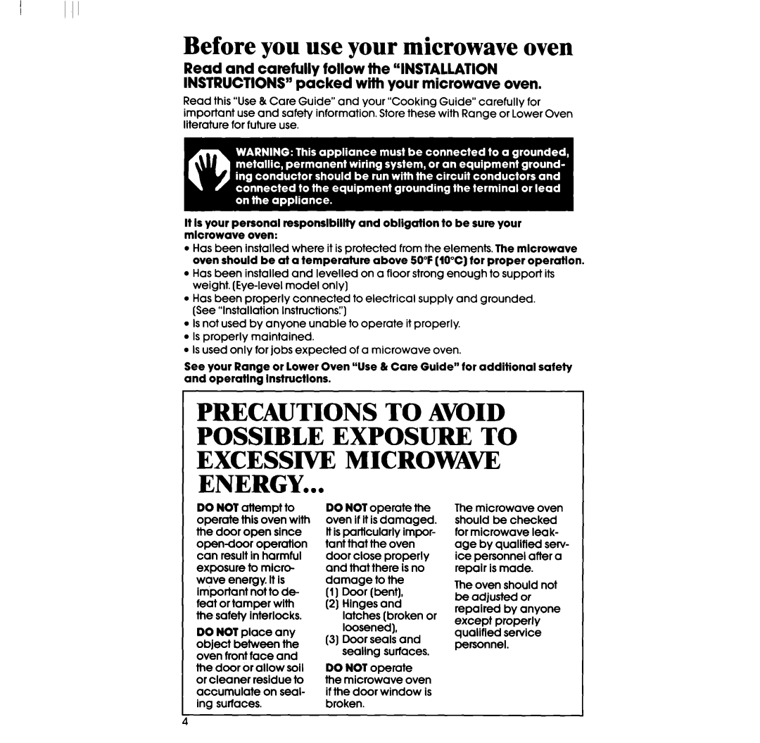 Whirlpool RM973BXS, RM978BXS manual Before you use your microwave oven 