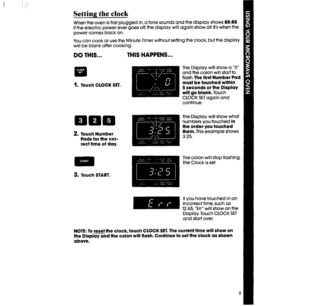 Whirlpool RM978BXS, RM973BXS manual Setting the clock, Do This, This Happens 