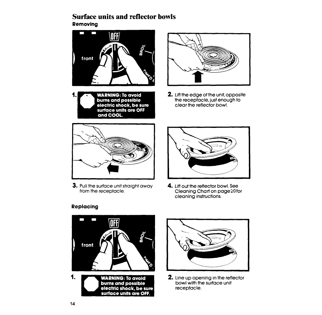 Whirlpool RM973PXB manual Surface units and reflector bowls, Removing 