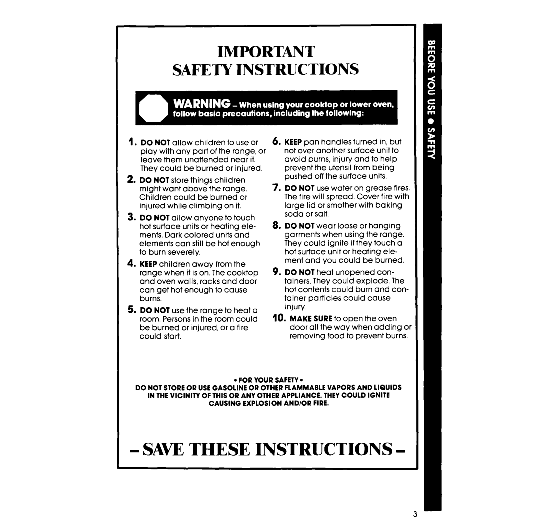 Whirlpool RM973PXB manual SAW These Instructions 