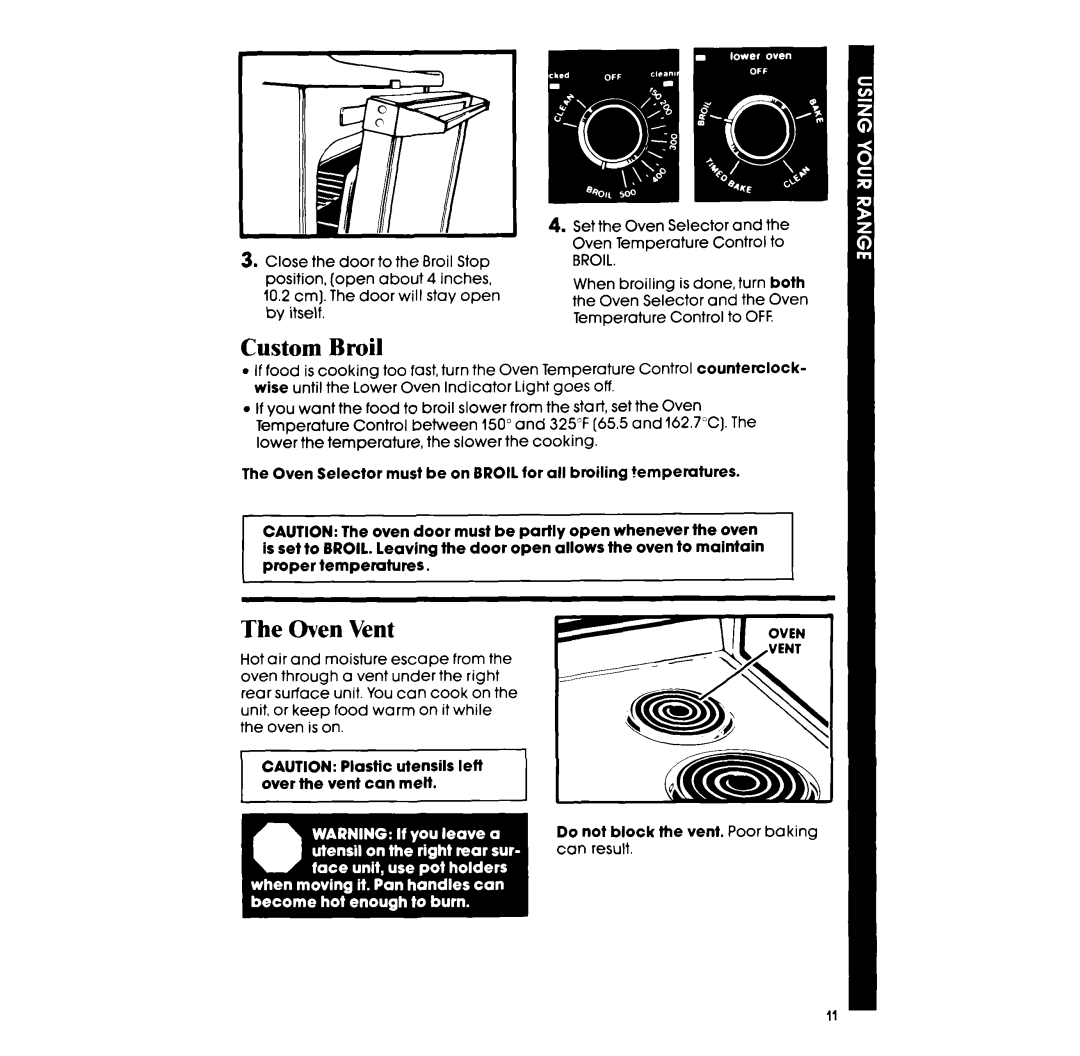 Whirlpool RM973PXB manual Custom Broil, The Oven Vent 