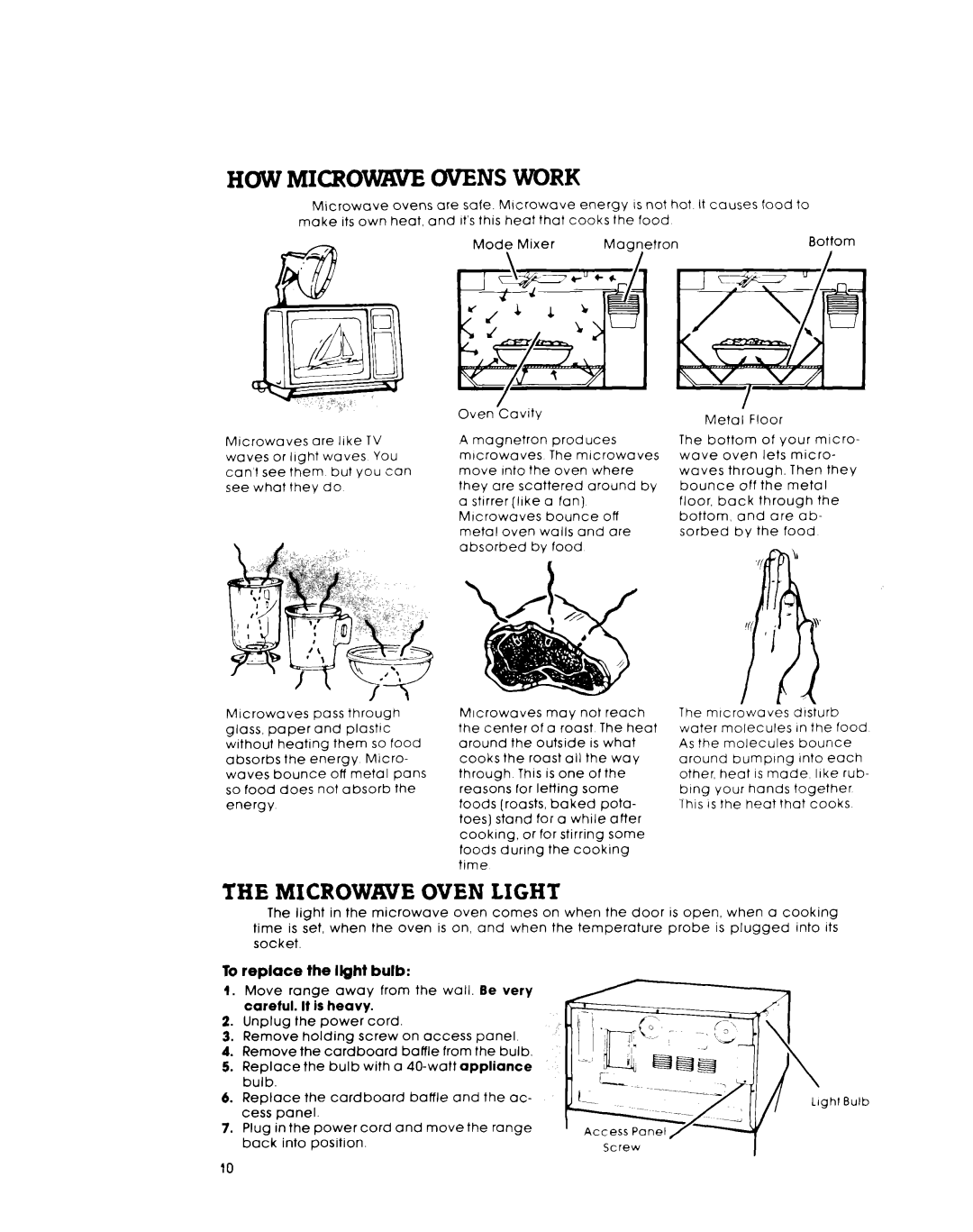 Whirlpool RM973PXL, RM975PXL warranty HOW MICROWaVE Ovens Work, Microwave Oven Light 